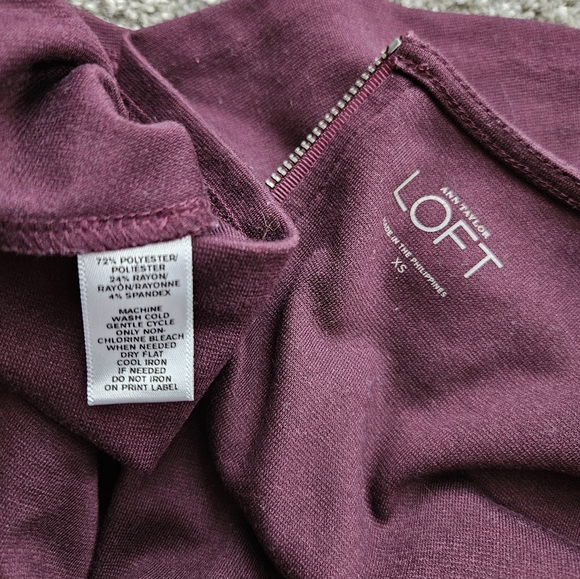 Loft peplum top wine burgundy xs - Picture 3 of 3